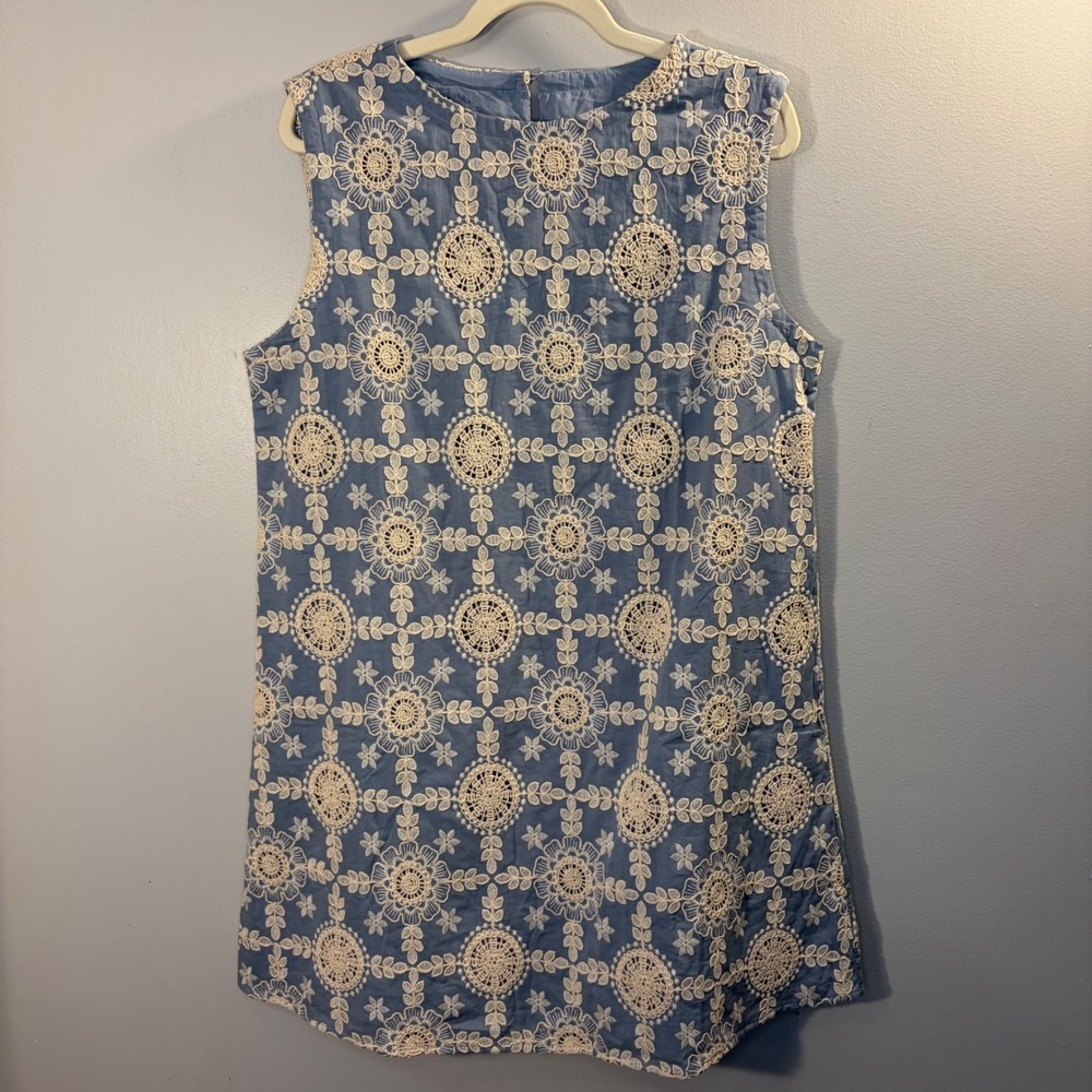 NWT Commense Shift Dress Floral Embroidery Boho Summer Coastal Garden Wedding XL